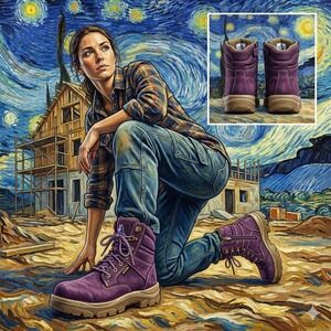 Steel Blue Southern Cross Zip Ladies Work Boots Purple Steel Toe Size US 9